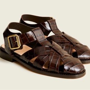 Winona fisherman sandals in croc-embossed leather.